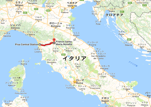 Pisa Central Station  Piazza della Stazione  56125 Pisa PI  イタリア から Firenze Santa Maria Novella   Google マップ (2).png