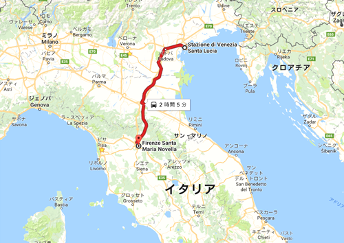 Stazione di Venezia Santa Lucia から Firenze Santa Maria Novella   Google マップ.png
